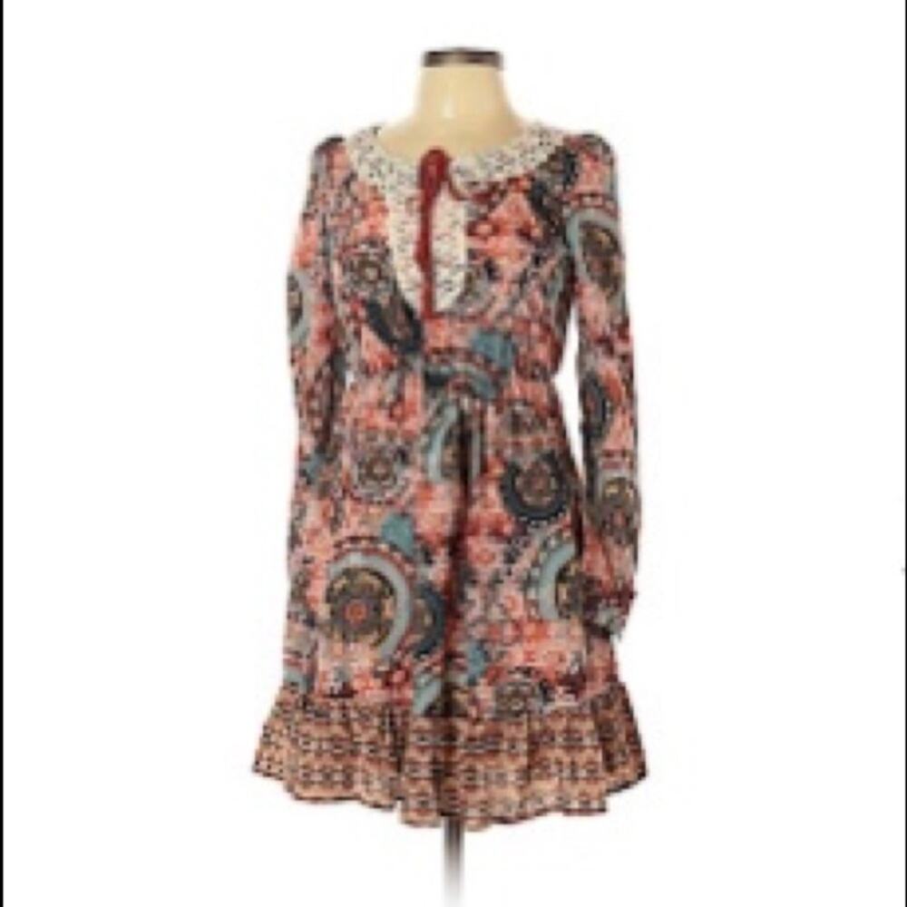 Elf Sack ruffle and crochet boho gypsy‎ dress, L